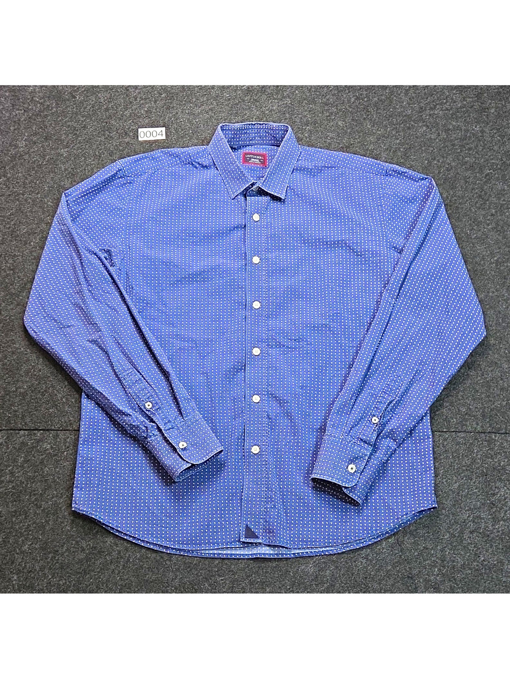UNTUCKit Men’s M Regular Fit Blue/White Geometric Cotton Button Dress Shirt